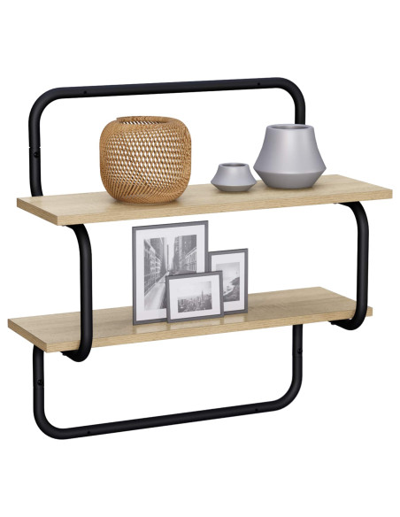 Mensola a parete a 2 livelli Rovere Sonoma 60 x 24,5 x 61 cm