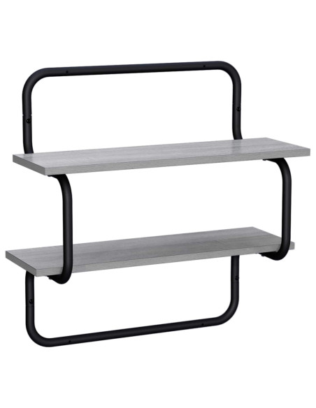 Mensola a muro a 2 ripiani Sonoma grigio 60 x 24,5 x 61 cm