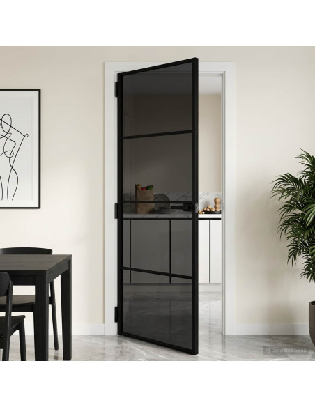 Porta Interna 76 x 201,5 cm Vetro Temperato e Alluminio