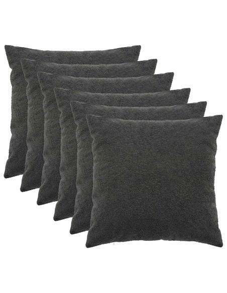 Federa 6 pcs HEERLEN Grigio Scuro 60 x 60 cm Bouclé