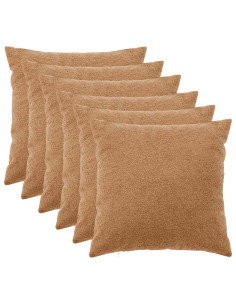 Federa 6 pcs HEERLEN Beige 60 x 60 cm Bouclé