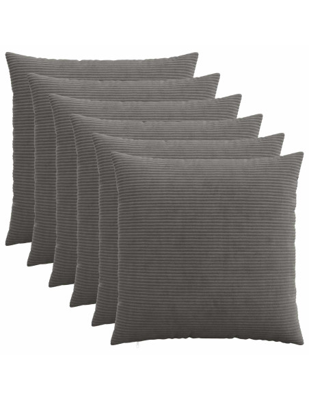 Federa 6 pcs HEERLEN Grigio Scuro 65 x 65 cm corduroy