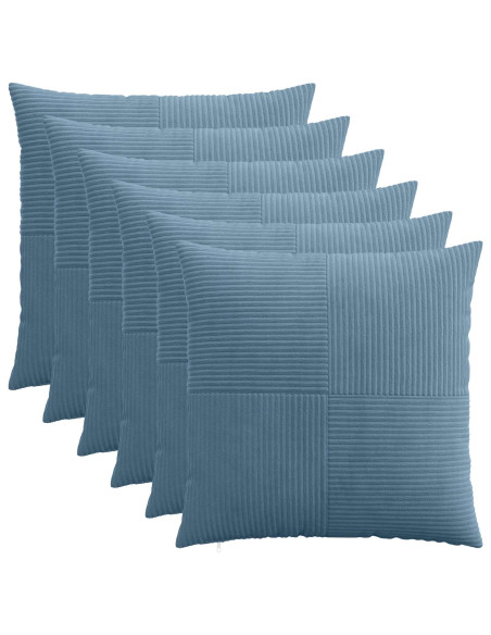 Federa 6 pcs ALMELO Blu 55 x 55 cm corduroy