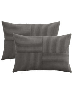 Federa 2 pcs ALMELO Grigio Scuro 50 x 75 cm corduroy