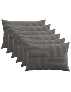 Federa 6 pcs ALMELO Grigio Scuro 50 x 75 cm corduroy