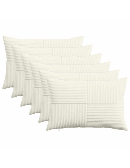 Federa 6 pcs ALMELO Crema 50 x 75 cm corduroy