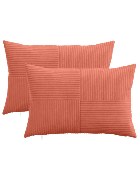Federa 2 pcs ALMELO Rosso Arancio 50 x 75 cm corduroy