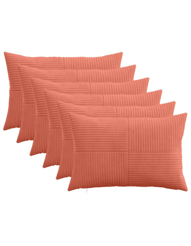 Federa 6 pcs ALMELO Rosso Arancio 50 x 75 cm corduroy