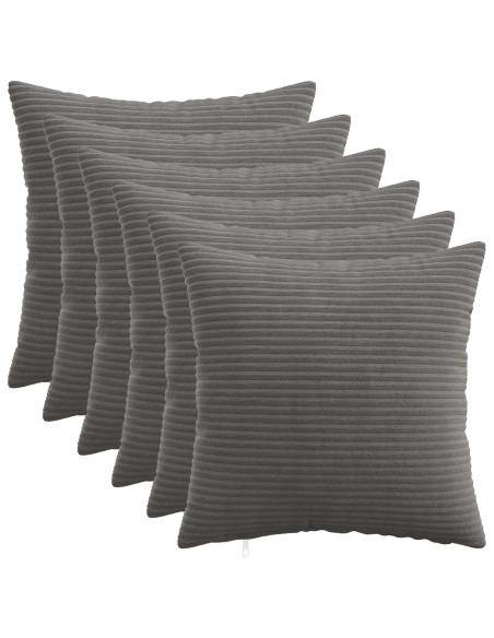 Federa 6 pcs HEERLEN Grigio Scuro 40 x 40 cm corduroy