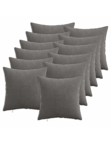 Federa 12 pcs HEERLEN Grigio Scuro 40 x 40 cm corduroy