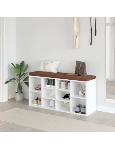 Panca Porta Scarpe Bianco Lucido 103x30x48 cm Legno Multistrato