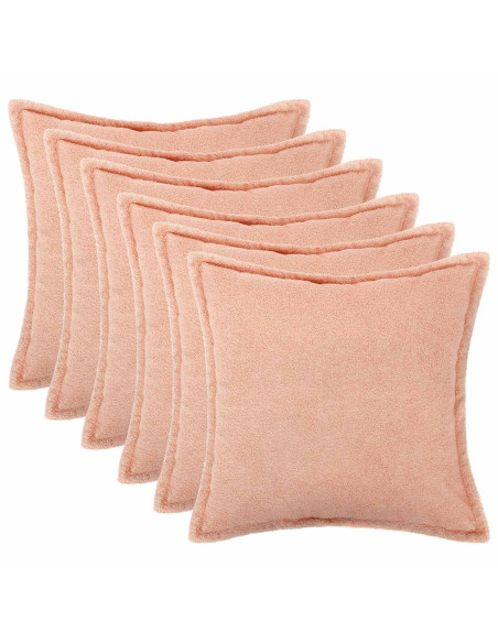 Federa 6 pcs HOUTEN Rosa 65 x 65 cm Bouclé