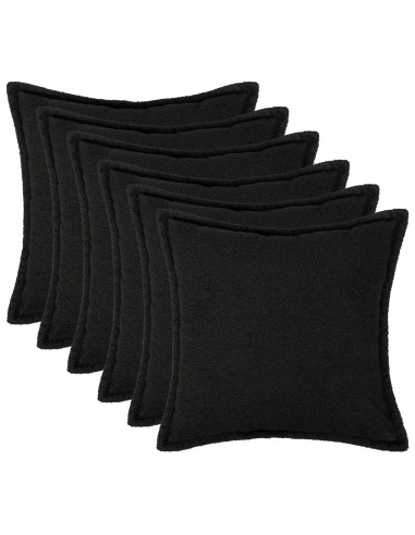 Federa 6 pcs HOUTEN Nero 65 x 65 cm Bouclé