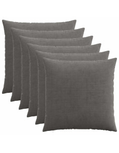 Federa 6 pcs HEERLEN Grigio Scuro 55 x 55 cm corduroy