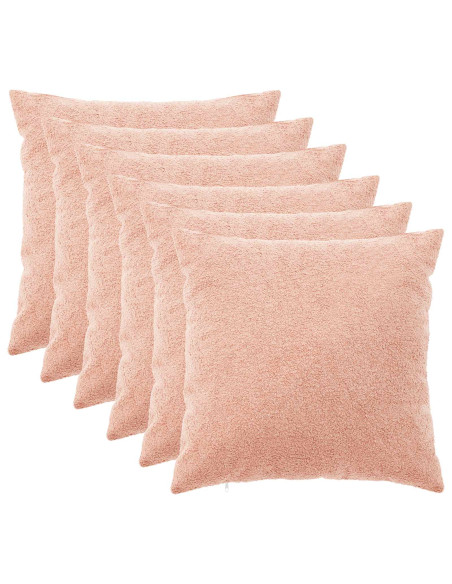 Federa 6 pcs HEERLEN Rosa 65 x 65 cm Bouclé