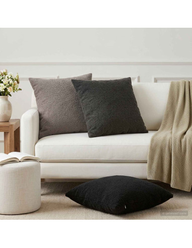 Federa 6 pcs HEERLEN Grigio Scuro 65 x 65 cm Bouclé