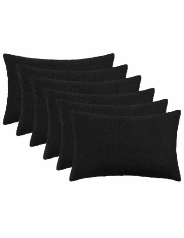 Federa 6 pcs HEERLEN Nero 50 x 75 cm Bouclé