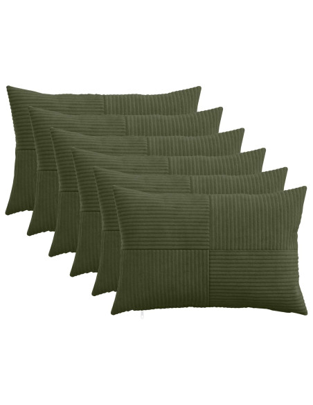 Federa 6 pcs ALMELO Verde 50 x 75 cm corduroy