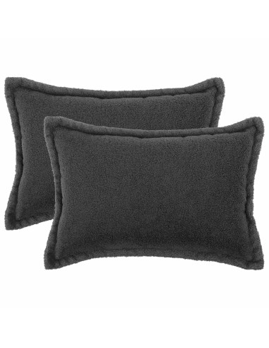 Federa 2 pcs HOUTEN Grigio Scuro 30 x 50 cm Bouclé