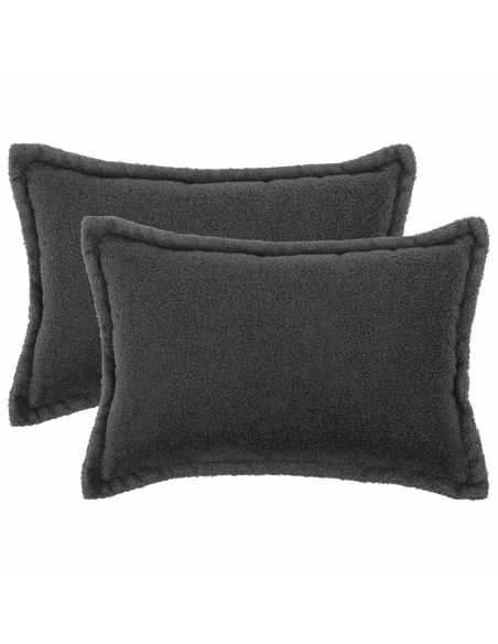Federa 2 pcs HOUTEN Grigio Scuro 30 x 50 cm Bouclé