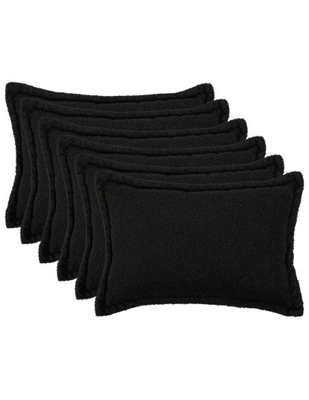Federa 6 pcs HOUTEN Nero 30 x 50 cm Bouclé