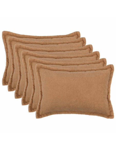 Federa 6 pcs HOUTEN Beige 30 x 50 cm Bouclé