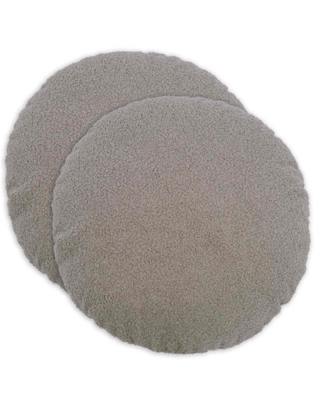 Federa 2 pcs HEERLEN Grigio Chiaro Ø 60 cm Bouclé