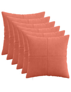 Federa 6 pcs ALMELO Rosso Arancio 35 x 35 cm corduroy