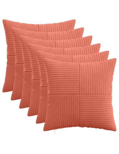 Federa 6 pcs ALMELO Rosso Arancio 35 x 35 cm corduroy