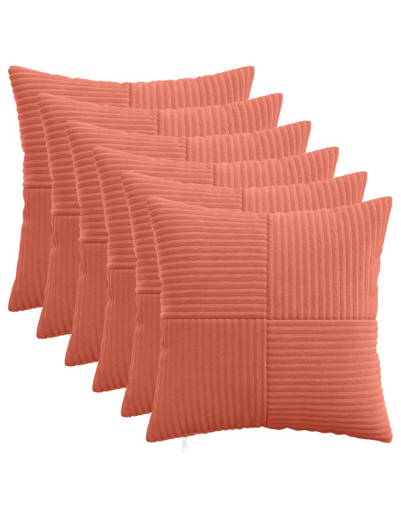 Federa 6 pcs ALMELO Rosso Arancio 35 x 35 cm corduroy
