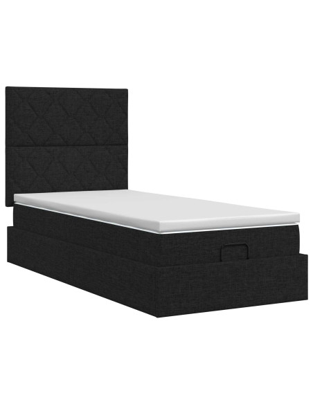 Letto ottomano con materasso Nero 90 x 190 cm Tessuto