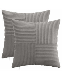 Federa 2 pcs ALMELO Grigio Chiaro 30 x 30 cm corduroy