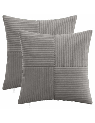 Federa 2 pcs ALMELO Grigio Chiaro 30 x 30 cm corduroy