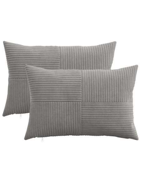 Federa 2 pcs ALMELO Grigio Chiaro 30 x 50 cm corduroy