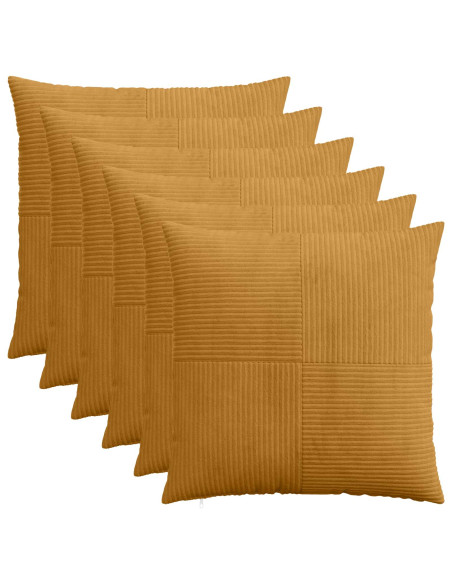 Federa 6 pcs ALMELO Giallo 60 x 60 cm corduroy