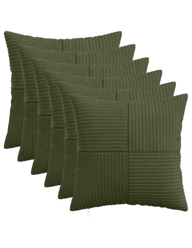 Federa 6 pcs ALMELO Verde 40 x 40 cm corduroy