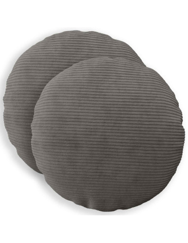 Federa 2 pcs HEERLEN Grigio Scuro Ø 60 cm corduroy