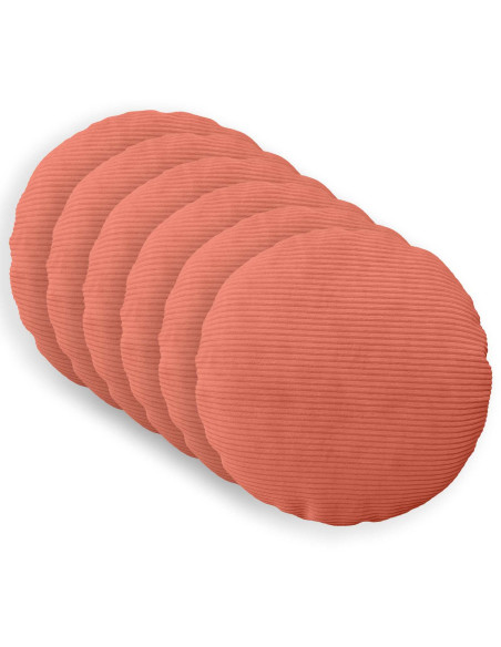 Federa 6 pcs HEERLEN Rosso Arancio Ø 60 cm corduroy