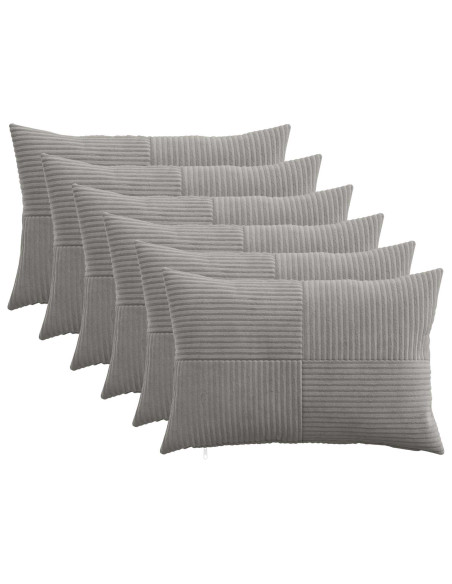 Federa 6 pcs ALMELO Grigio Chiaro 30 x 50 cm corduroy