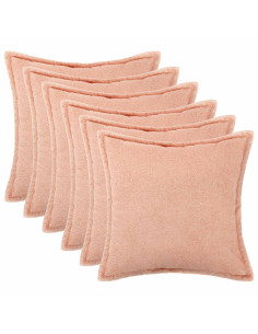 Federa 6 pcs HOUTEN Rosa 30 x 30 cm Bouclé