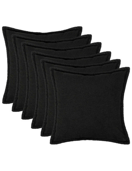 Federa 6 pcs HOUTEN Nero 30 x 30 cm Bouclé