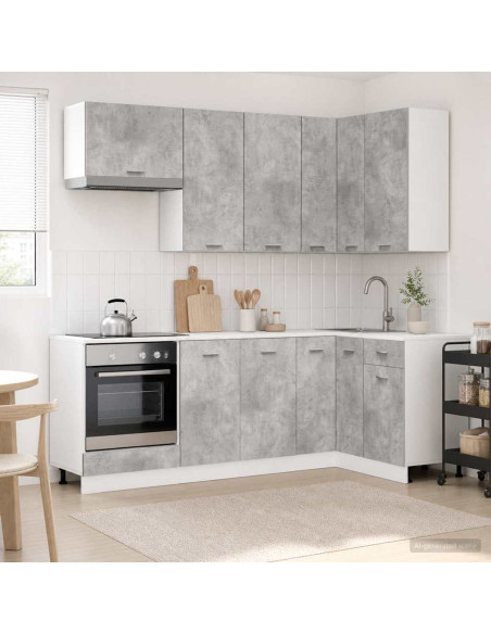 Unità Cucina LYON 8 pz Grigio Cemento Legno ingegnerizzato