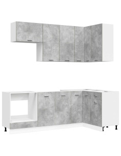 Unità Cucina LYON 8 pz Grigio Cemento Legno ingegnerizzato 2