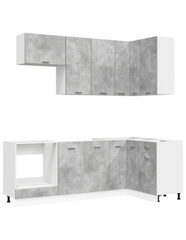 Unità Cucina LYON 8 pz Grigio Cemento Legno ingegnerizzato