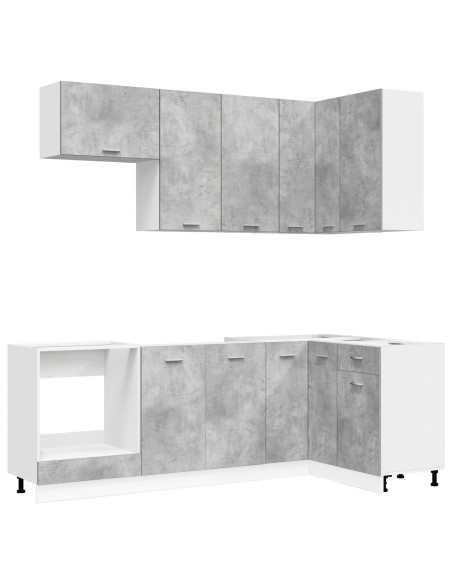 Unità Cucina LYON 8 pz Grigio Cemento Legno ingegnerizzato