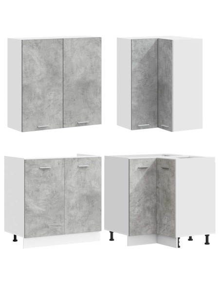 Unità Cucina LYON 8 pz Grigio Cemento Legno ingegnerizzato