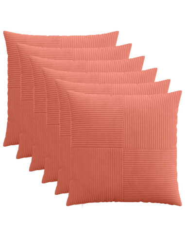 Federa 6 pcs ALMELO Rosso Arancio 70 x 70 cm corduroy