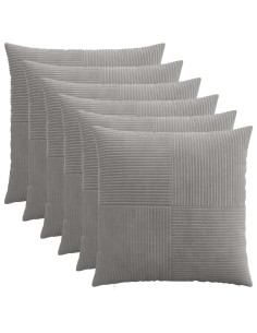 Federa 6 pcs ALMELO Grigio Chiaro 80 x 80 cm corduroy