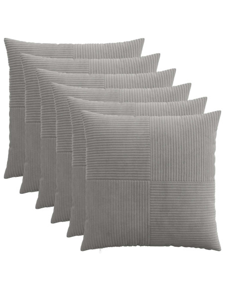 Federa 6 pcs ALMELO Grigio Chiaro 80 x 80 cm corduroy