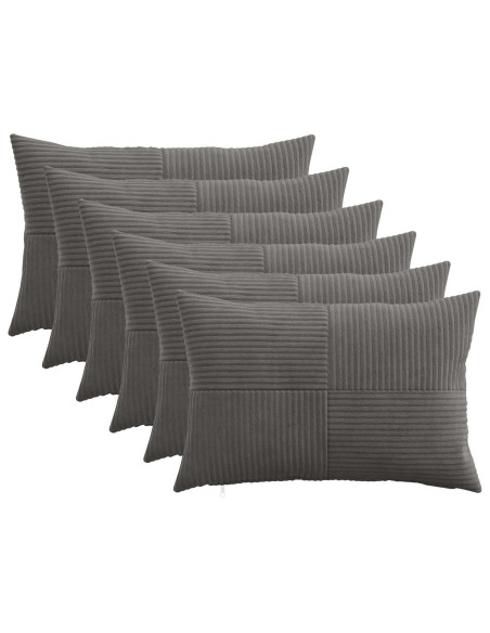 Federa 6 pcs ALMELO Grigio Scuro 30 x 50 cm corduroy